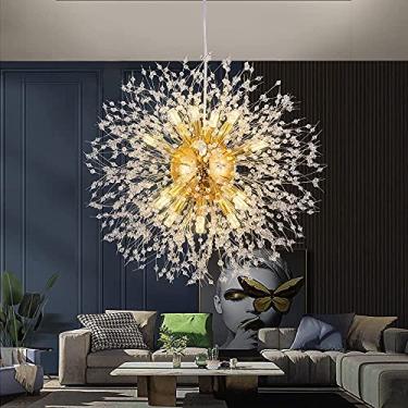 Imagem de Lustre de cristal moderno K9 luz de teto de cristal lustre de aço inoxidável para sala de estar quarto cozinha sala de jantar corredor entrada (Ouro-220 v-16 As luzes.)