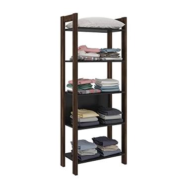 Imagem de Estante 5 Prateleiras Escritório Sala de Estar Home Office AZ1005 MDP Preto/Nogal G69 - Gran Belo