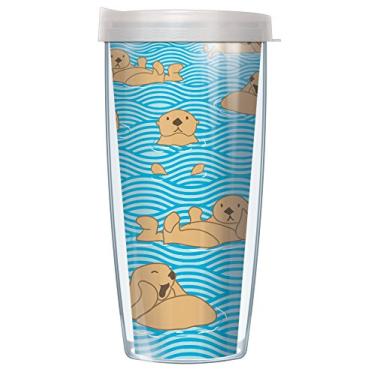 Imagem de Caneca Otter 473 ml copo com tampa transparente, Blue,Tan, Brown, 16oz
