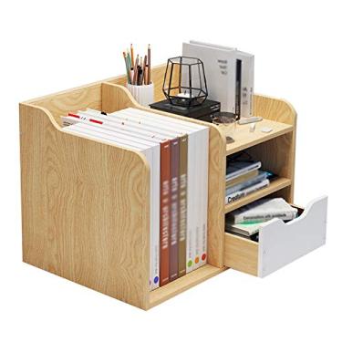 Imagem de KIZQYN Estante de livros de mesa prateleira de armazenamento de escritório rack de exibição prateleira de quarto tipo gaveta estante de mesa de estudante estante estante de livros