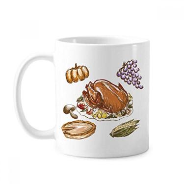 Imagem de Caneca com estampa de uva de peru para o dia de Ação de Graças cerâmica xícara de porcelana de café