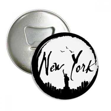 Imagem de Emblema multifuncional New York USA Liberty Outline abridor de garrafas com ímã de geladeira