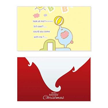 Imagem de Desenho animado Baby Ball Elefante Caminhão Animal Feriado Feliz Natal Cartão de Parabéns Mensagem de Carta de Natal