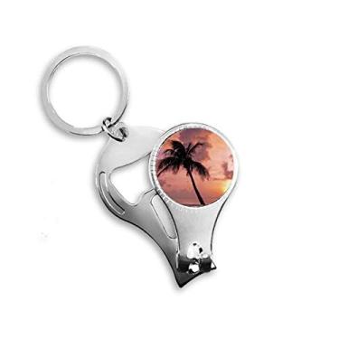 Imagem de Ocean Sand Beach Boat Tree Picture Nail Nipper Ring Chaveiro Abridor de Garrafas Cortador