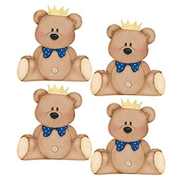 Imagem de Aplique MDF e Papel Litoarte 3 cm - Modelo APM3-174 Urso de Coroa