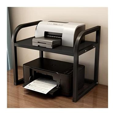 Imagem de KIZQYN Suporte de impressora suporte de mesa para impressora de camada dupla prateleira de mesa com almofadas antiderrapantes para organizador de espaço de escritório rack de armazenamento banco prateleira de mesa impressora de mesa (cor: D, tamanho: M)