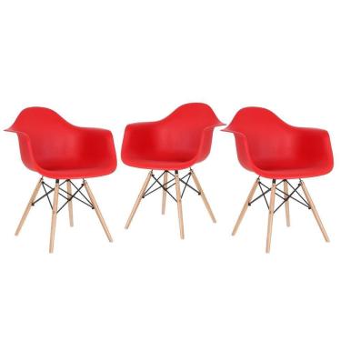 Imagem de 3 Cadeiras Charles Eames Eiffel Daw Clara Vermelho