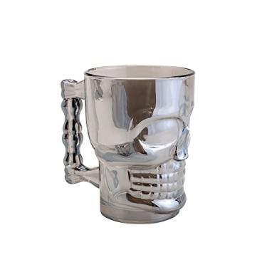 Imagem de LYOR - Caneca para Chopp e Cerveja de Vidro Caveira Rock Style Cinza 510ml