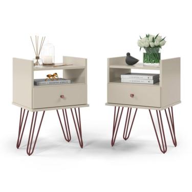 Imagem de Conjunto com 2 Mesas de Cabeceira Bill 2 Gavetas Off White