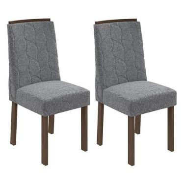 Imagem de Conjunto 2 Cadeiras Astrid Imbuia/Linho Cinza - Móveis Lopas