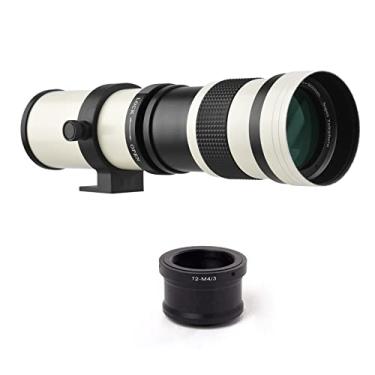 Imagem de HUIOP lente,Câmera super telefoto zoom lente f/8.3-16 420-800mm t2 montagem com anel adaptador de montagem m4/3 1/4 substituição de rosca para g9 gh5 ii gx7 gx8 gx9 gx850 g90 g91 g95 g100 e-m1