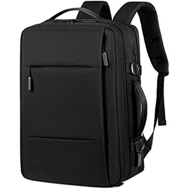 Imagem de Mochila de viagem grande para homens e mulheres, 35 litros, expansível, para carregar na mão, à prova d'água, mochila para laptop de negócios de 15,6 polegadas, Preto