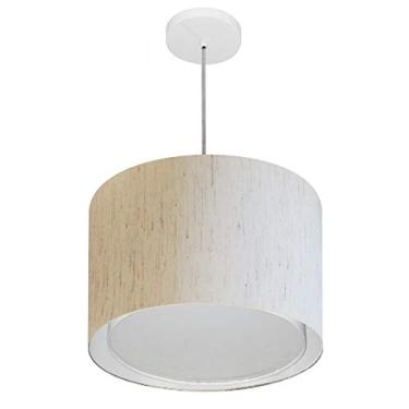 Imagem de Lustre Pendente Cilíndrico Duplo Cúpula Tecido 30/40x35 cm, Vivare Iluminação, Pendente4286 LLA, Linho Bege, Médio