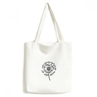 Imagem de Bolsa de lona com contorno de flor e dente-de-leão bolsa de compras casual bolsa de mão