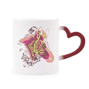 Imagem de Caneca Art Pinto Flower amarela rosa sensível ao calor Caneca vermelha muda de cor