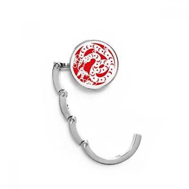 Imagem de Gancho de mesa de arte do zodíaco chinês, corte de papel, gancho de mesa com fecho decorativo, gancho dobrável