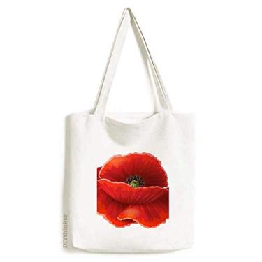 Imagem de Bolsa de lona com pintura de flor vermelha com estampa de milho bolsa de compras casual bolsa de mão