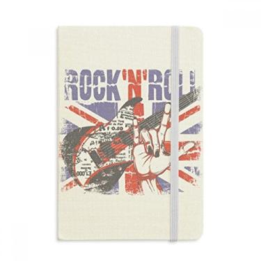 Imagem de Caderno de guitarra de rock da Inglaterra e bandeira do Reino Unido oficial de tecido capa dura para diário clássico
