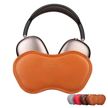 Imagem de Capa de couro para AirPods Max, capa para dormir por indução magnética, capa de couro de vaca premium MAOGOAM para AirPods Max Hedphones 2020, feita à mão, capa de couro de viagem portátil (marrom)