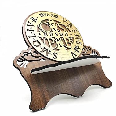 Imagem de Porta Bíblia Madeira Medalha De São Bento Dourada