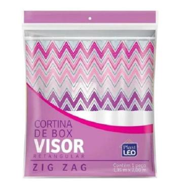 Imagem de Cortina Box Chuveiro Reforçada Zigzag C/ Ganchos 1,35 X 2,00 - Plast L