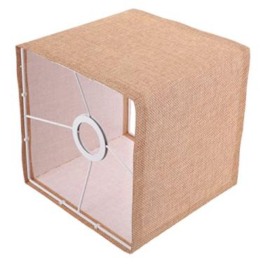 Imagem de OSALADI Abajur Suporte De Lâmpada De Linho Natural Gaiola De Proteção De Lâmpada Capa De Luminária De Mesa Suporte De Lâmpada Antigo Tampa Da Lâmpada De Mesa Destacável Metal Teto