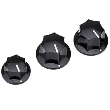 Imagem de Musiclily Pro Imperial Inch Size Kit 3 Knobs de Plástico 2 Grande 1 Pequeno para Baixo Jazz Bass, Preto
