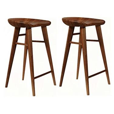 Imagem de SaiLiN Cadeiras de jantar cadeiras de sala de jantar banquetas de bar de altura de madeira 2 peças, banqueta de bar de ilha de cozinha de café da manhã com apoio para os pés para sala de jantar, cafeteria, tudo está bem