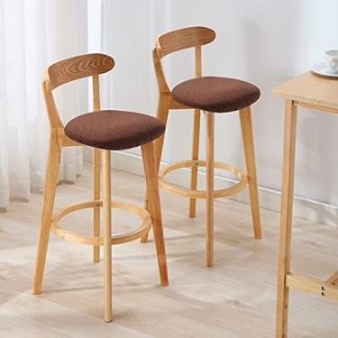 Imagem de SaiLiN Cadeiras de jantar cadeiras de sala de jantar cadeiras de bar conjunto de 2, capa de assento removível, balcão de cozinha de café da manhã banqueta alta de madeira maciça com apoio para os pés confortável Tudo está bem