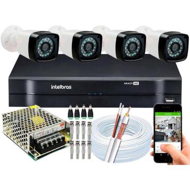 Imagem de Kit 4 Cameras Segurança 1080p Full Hd Dvr Intelbras 4ch S/hd