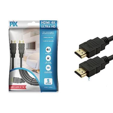 Imagem de PIX Cabo Hdmi 2.0 4K Hdr 19P 5M Gold, 5 metros, Preto