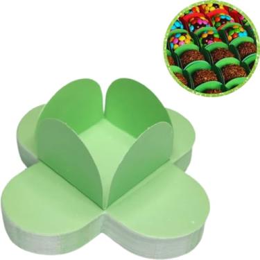 Imagem de Kit 100 Forminhas Para Doces 4 Pétalas Brigadeiros 3 x 3 cm, Forminhas De Papel Para Doces Finos Casamento, Forminhas Para Docinhos De Festa, Forminhas De Papel Para Brigadeiro (Verde Folha)