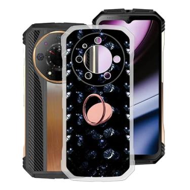 Imagem de KJYFOANI Capa para Doogee S110 com [suporte de anel de rotação de 360°], capa de telefone de silicone macio anti-arranhões para Doogee S110, capa à prova de choque para mulheres/meninas, transparente (6,6 polegadas) - XT24