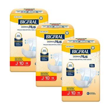 Imagem de Kit 3 Fraldas Geriátricas Bigfral Derma Plus Juvenil com 10un cada