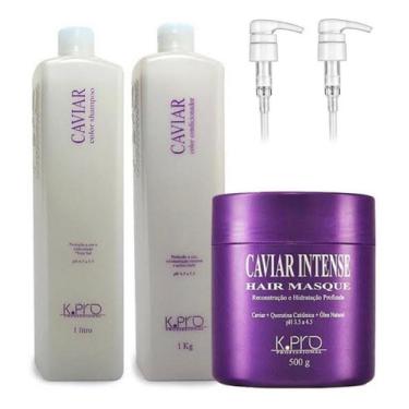 Imagem de Kit K-pro Caviar Shampoo 1l + Condicionador 1l +máscara 500g