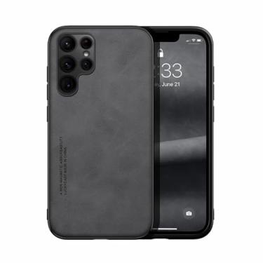 Imagem de YOGISU Capa de couro para samsung galaxy s23 s22 s21 s20 nota 10 20 plus ultra fe silicone pára-choques capa de telefone à prova de choque, cinza escuro, para s10 plus