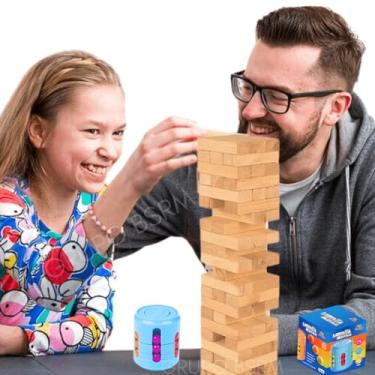 Imagem de Brinquedo Caiu perdeu edição Kit 2 em 1 Torre de madeira blocos de empilhar infantil + Cilindro Mágico Latinha Mágica brinquedo criança 6 anos presente para menino menina jogos de tabuleiro destreza