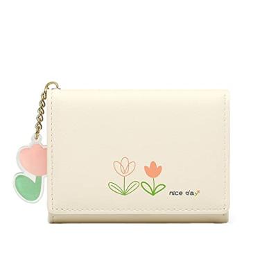 Imagem de MYNKYLL Bolsa feminina pequena moda bolsa de identificação multi cartão carteira feminina bolsa de embreagem pequena carteira chaveiro, Bege, One Size