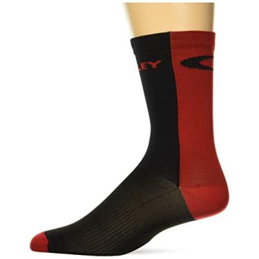 Imagem de Oakley Meias masculinas Icon Road curtas, blackout/vermelho, grande EUA
