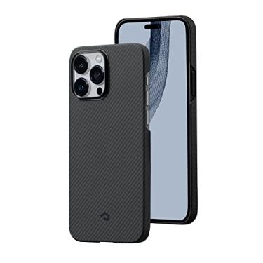 Imagem de PITAKA Capa para iPhone 14 Pro Max compatível com MagSafe, MagEZ Slim & Light, 6,7 polegadas com sensação de toque sem capa, fibra de aramida 600D feita [ 3 - preto/cinza (sarja)]