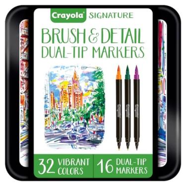 Imagem de Crayola Brush & Detail Dual Tip Markers, Kids At Home Activities, 32 Colors, 16 Count