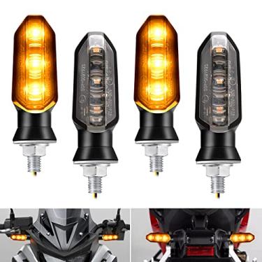 Imagem de CHCSHH 4 peças de seta de motocicleta 12 V universal frontal traseira pisca luzes de LED super brilhante lâmpada âmbar para motocicleta, scooter, off-road, Quad Cruiser