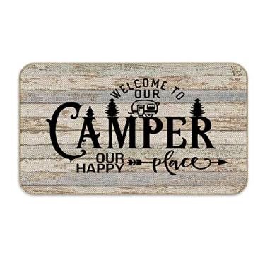 Imagem de Voatok Tapete de porta de acampamento, tapete de porta de trailer, tapetes de trailer para interior, bem-vindo ao nosso camper Our Happy Place Tapete de cozinha, tapete de porta 43 x 76 cm