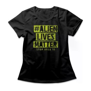 Imagem de Camiseta Feminina Alien Lives Matter Studio Geek Casual Preto-Feminino