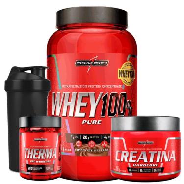 Imagem de Kit Whey Protein 100% Pure Creatina Therma Shaker-Unissex