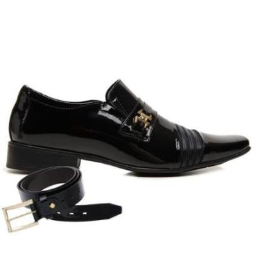 Imagem de Sapato Social Jota Pe Preto Verniz Prince + Cinto 73487-Masculino