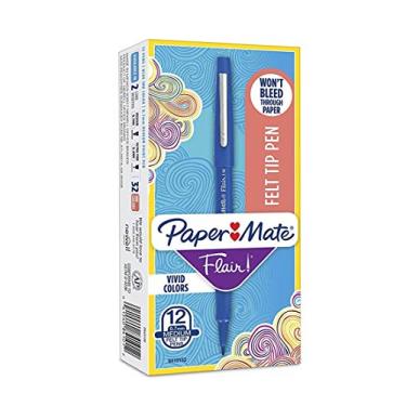 Imagem de Canetas de ponta de feltro Flair da Paper Mate, ponta média (0,7 mm), azul, 5 Packages (12 Count), 5 Packages (12 Count)