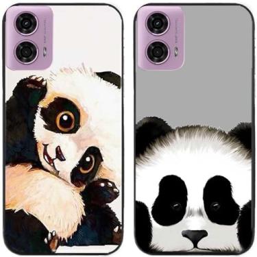 Imagem de 2 peças de capa de telefone traseira de silicone em gel TPU com estampa fofa para Motorola Moto G24 (Panda)