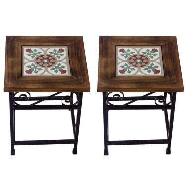 Imagem de Kit 2 Banquinhos Mesinha Para área Gourmet Churrasco Jardim Rustico B3