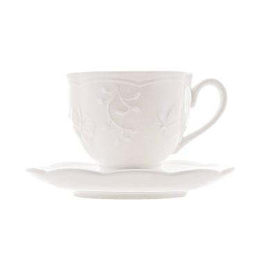 Imagem de Xícara de Chá com Pires de Porcelana New Bone Butterfly Flower 100ml - Lyor